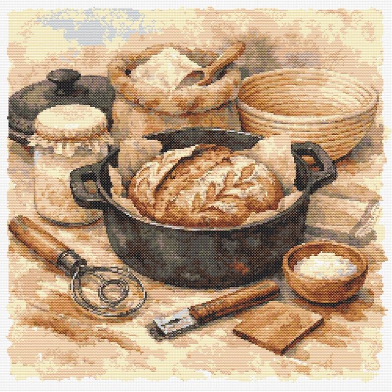 Sourdough Bread Cross Stitch Pattern Pdf, Cottagecore Kitchen Pdf ...