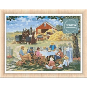 Cross stitch pattern country barn, Counted cross stitch pattern, Hand embroidery pattern, PDF cross stitch chart, Cross stitch, PDF Pattern