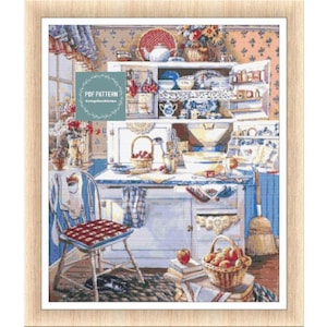 Grandmother&#39;s Kitchen cross stitch pattern pdf, printable pdf pattern, Cross Stitch Chart, instant download, Digital counted cross stitch