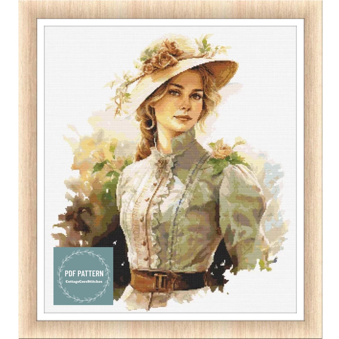 Victorian Lady Cross Stitch Pattern Pdf, Printable Pdf Pattern, Cross ...