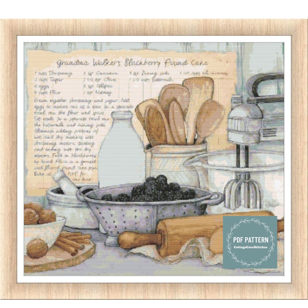 Grandma's Blackberry Cake Cross Stitch Pattern Pdf, Printable Pdf ...