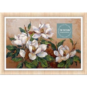 Magnolia-inspiratie, pdf-kruissteekpatroon, afdrukbaar pdf-patroon, kruissteekkaart, instant download, digitale getelde kruissteek