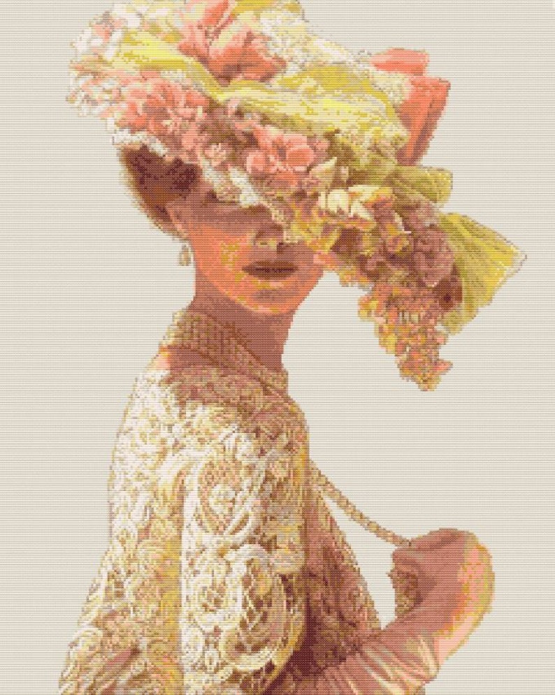 Victorian Lady Cross Stitch Pattern Pdf, Printable Pdf Pattern, Cross