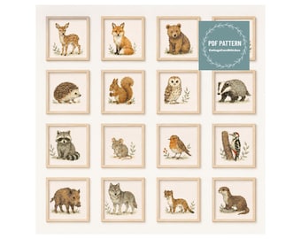 Forest Animals MINI cross stitch pattern pdf, digital pattern pdf, Cross Stitch Chart, instant download