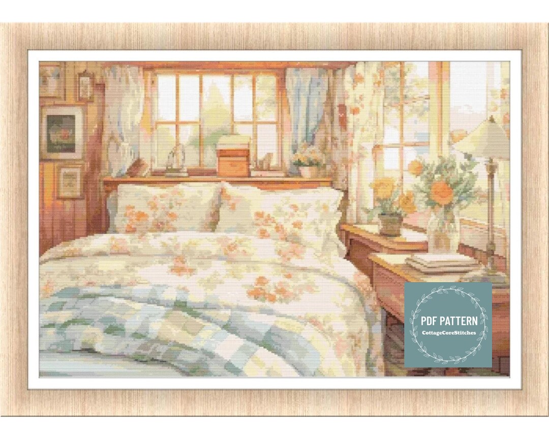 Cross Stitch Pattern Pdf Vintage Bedroom, Printable Pdf Pattern ...