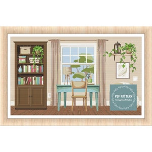 Modern home cross stitch pattern, Modern counted cross stitch, PDF pattern, embroidery design, instant download PDF chart