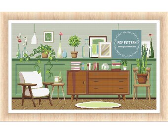 Home sweet home kruissteekpatroon, moderne getelde kruissteek, PDF-patroon, borduurontwerp, instant download PDF-grafiek