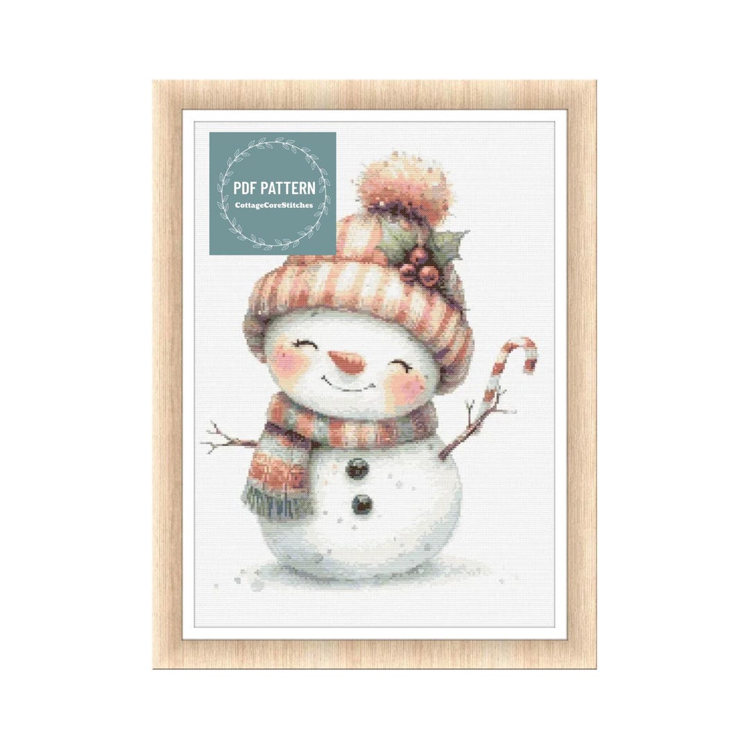 Snowman Christmas Cross Stitch Pattern, Winter Pdf Pattern, Instant ...