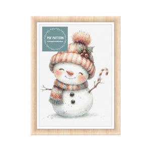 Snowman Christmas cross stitch pattern, winter pdf pattern, instant download, counted cross stitch chart, hand embroidery, needlepoint