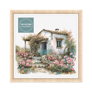 Village house Cross Stitch Pattern Greece, Instant Download PDF, Counted Cross Stitch, Embroidery Pattern, Digital PDF Pattern, Greek