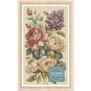 Cross Stitch Pattern Flowers, Instant Download PDF, Counted Cross Stitch, Embroidery Pattern, PDF Pattern, Digital Cross Stitch Pattern
