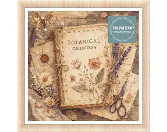 Botanical Cross Stitch Pattern (PDF Pattern), Flowers cross stitch pattern, printable pdf, instant download, counted cross stitch
