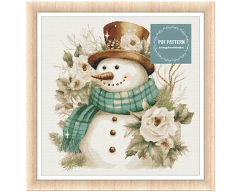 Vintage Christmas cross stitch pattern, winter pdf pattern, instant download, counted cross stitch chart, hand embroidery, needlepoint