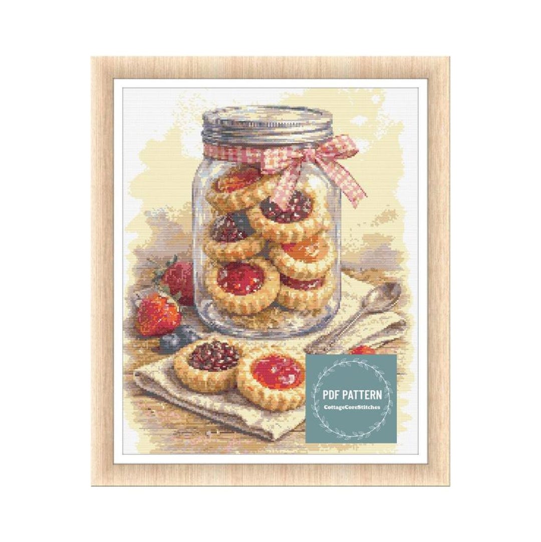 Vintage Jam Tarts Cross Stitch Pattern, Kitchen Embroidery (PDF Pattern ...