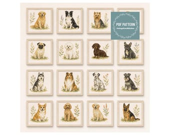 Dog MINI cross stitch pattern pdf, digital pattern pdf, Cross Stitch Chart, instant download