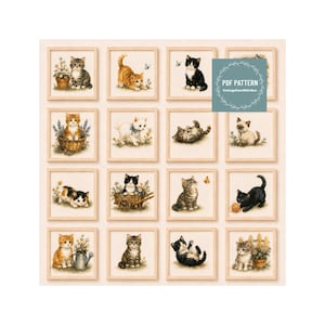 Kitten MINI cross stitch pattern pdf, digital pattern pdf, Cross Stitch Chart, instant download