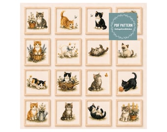 Kitten MINI cross stitch pattern pdf, digital pattern pdf, Cross Stitch Chart, instant download
