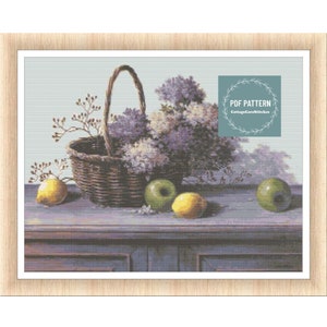 Flowers cross stitch pattern pdf, printable pdf pattern, Cross Stitch Chart, instant download, Digital counted cross stitch, embroidery