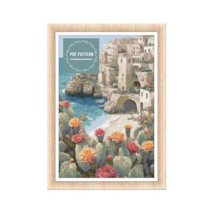 Greek Island Cross Stitch Pattern Greece, Instant Download PDF, Counted Cross Stitch, Embroidery Pattern, Digital PDF Pattern, Greek House