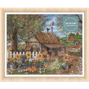 Klein huisje, kruissteekpatroon, geteld kruissteekpatroon, handborduurpatroon, pdf-kruissteektabel, kruissteek, pdf-patroon