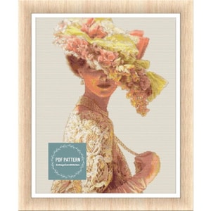 Victorian Lady cross stitch pattern pdf, printable pdf pattern, Cross Stitch Chart, instant download, Digital counted cross stitch chart