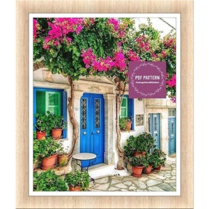 Greek house Mykonos Cross Stitch Pattern Greece, Instant Download PDF, Counted Cross Stitch, Embroidery Pattern, Digital PDF Pattern, Greek