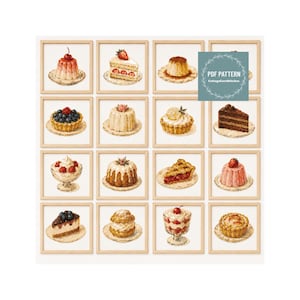 Vintage Dessert MINI kruissteekpatroon pdf, digitale patroon pdf, kruissteekkaart, instant download
