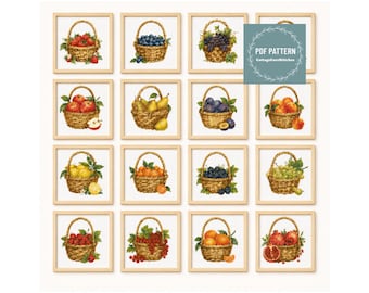 MINI Fruit cross stitch patterns pdf, printable pdf pattern, Cross Stitch Chart, instant download, Digital counted cross stitch