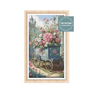 Blumen Kreuzstich Stickmuster zum ausdrucken, pdf Anleitung, Kreuzstich Stickmuster, Zählbild zum herunterladen