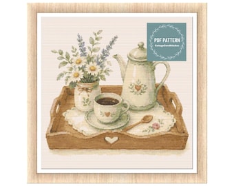 Espresso coffee Cross Stitch Pattern, Counted Embroidery (PDF Pattern)