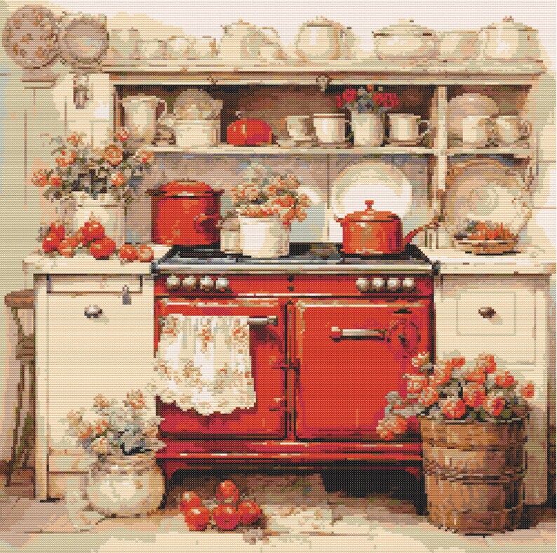 Cross Stitch Pattern Pdf Vintage Kitchen, Printable Pdf Pattern ...