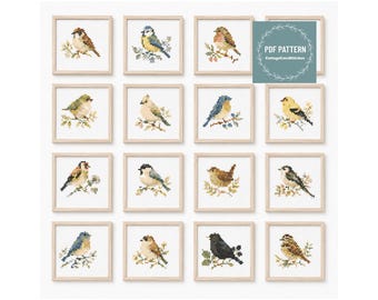 Bird TINY cross stitch pattern pdf, digital pattern pdf, Cross Stitch Chart, instant download