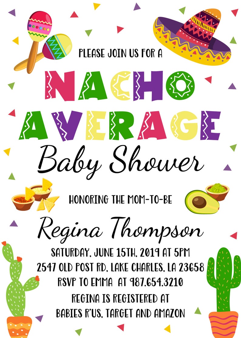 Editable Nacho Average Baby Shower Invitation Editable Etsy
