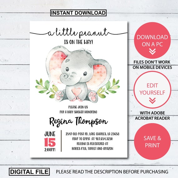 A Little Peanut is on the Way Baby shower Invitation Baby | Etsy
