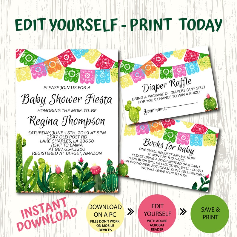 Editable Fiesta Baby Shower Invitation Editable Printable Etsy
