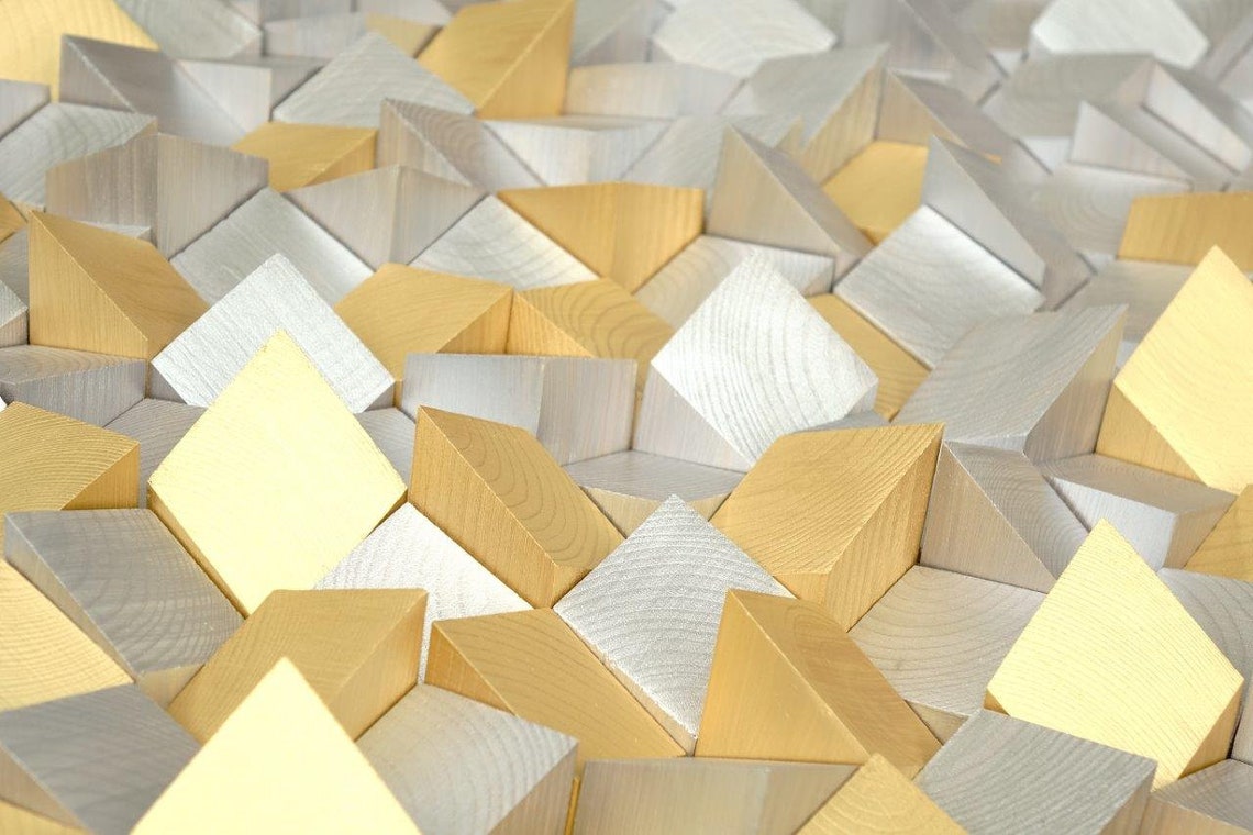 Modern Gold and Silver Wall Decor 3D Wood Wall Art Textured Etsy UK