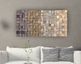 wooden mosaic wall decor, Texture wood wall art, 3D Wall hanging, wooden sound diffuser, rustic wood panel wall decor