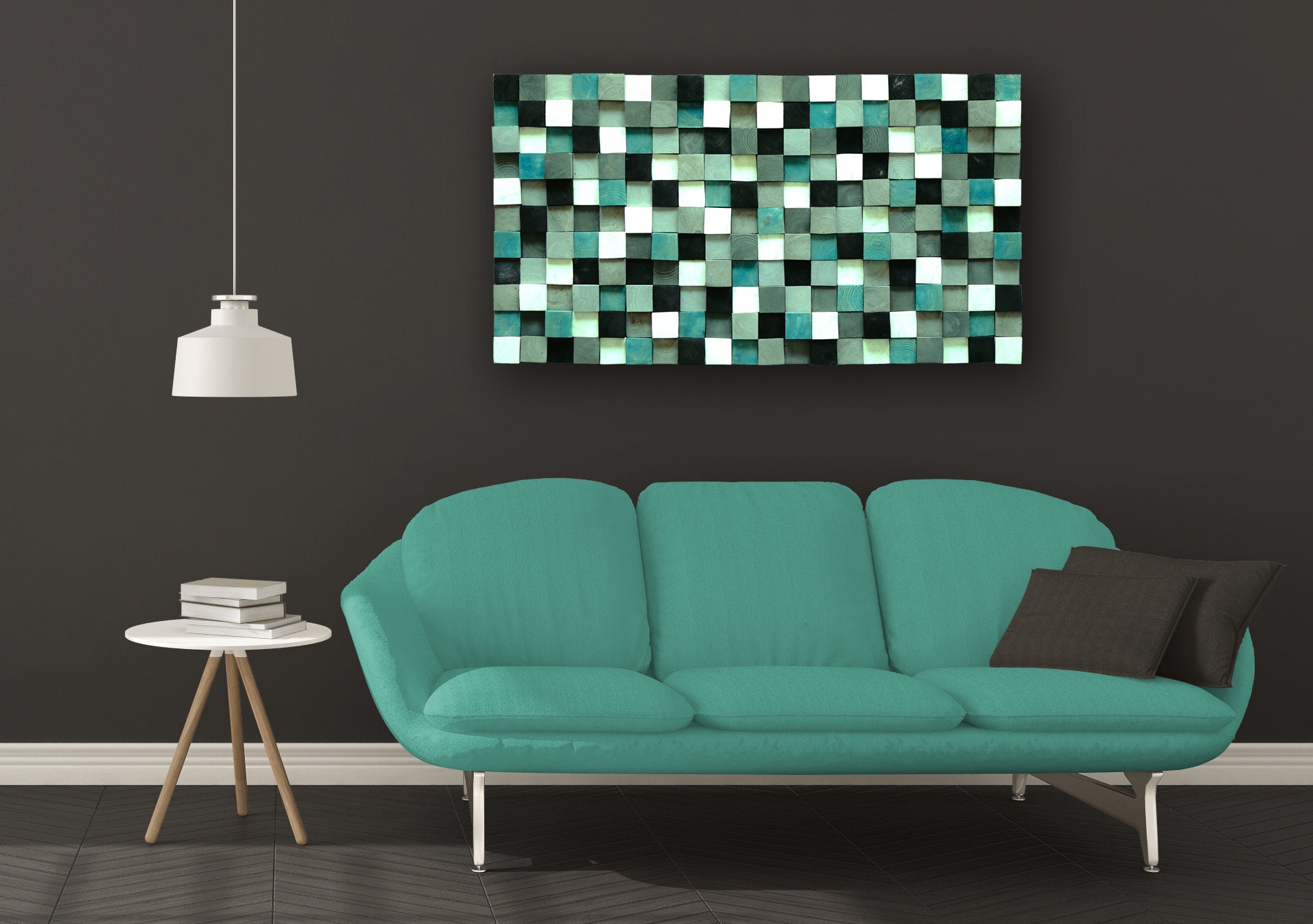 Wood Slice Mosaic Wall Hanging Rustic Wooden Wall Decor Wood Etsy