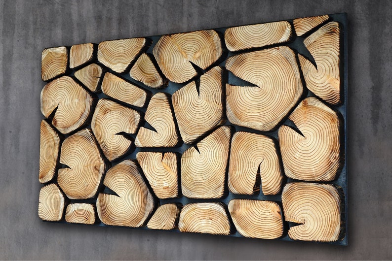 Texture Tree Stump Wall Decor Burn Wood Wall Art Large Etsy