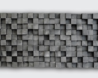 3d wall art, black wall hanging, wood headboard, sound diffuser, acoustic panel, black wooden wall decor