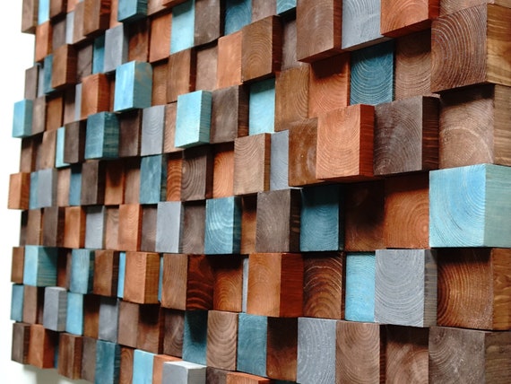 Holz Wand Dekor Holz Wand Kunst Rustikale Holz Mosaik Etsy