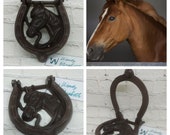 HOME DECOR - Antique Inspired Cast Iron Horse And Horseshoe Door Knocker Front Door Decor Door Knocker Horse Door Knocker