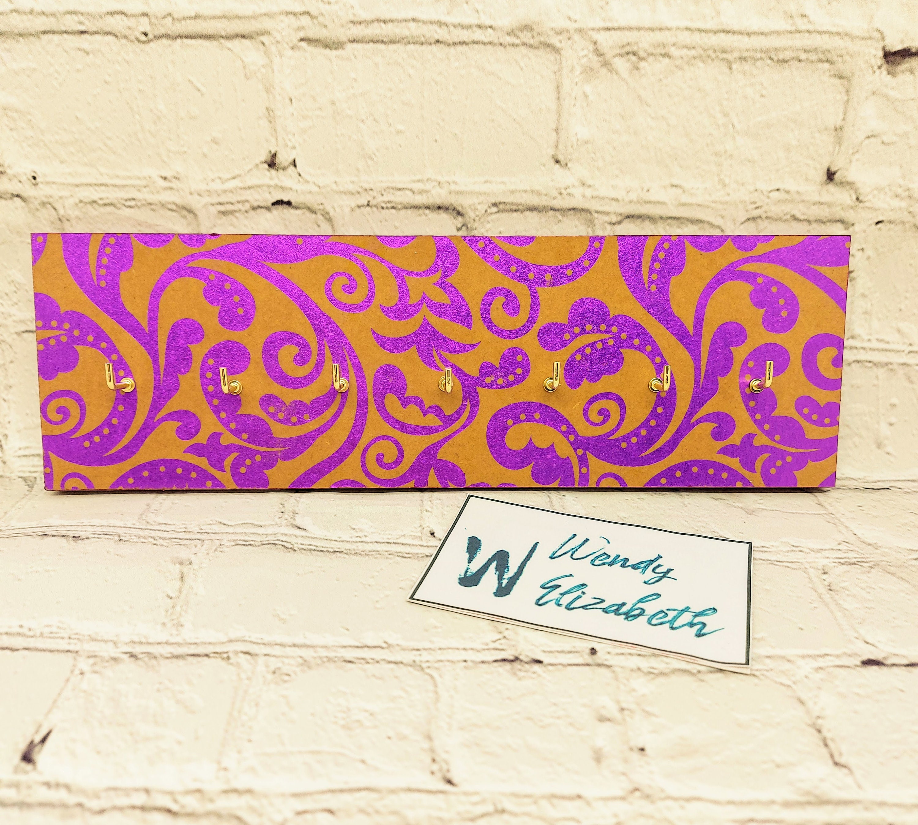 Pink Scroll Key Hook Holder / 7 Hook Key Holder Etsy UK