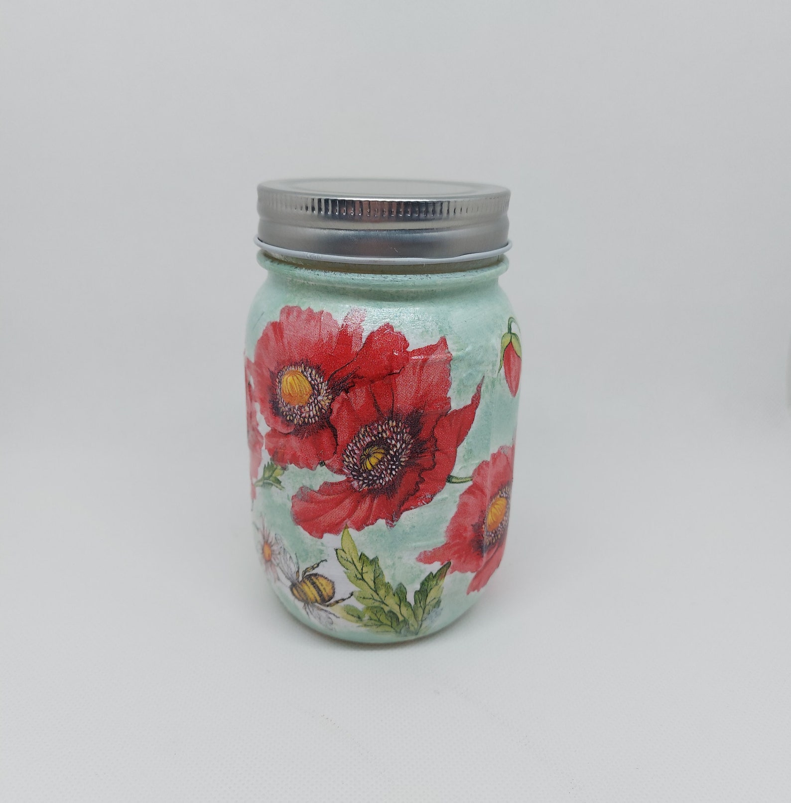 Poppy Storage Jar / Rustic Glass Storage Jar/ Poppy And Bee Etsy