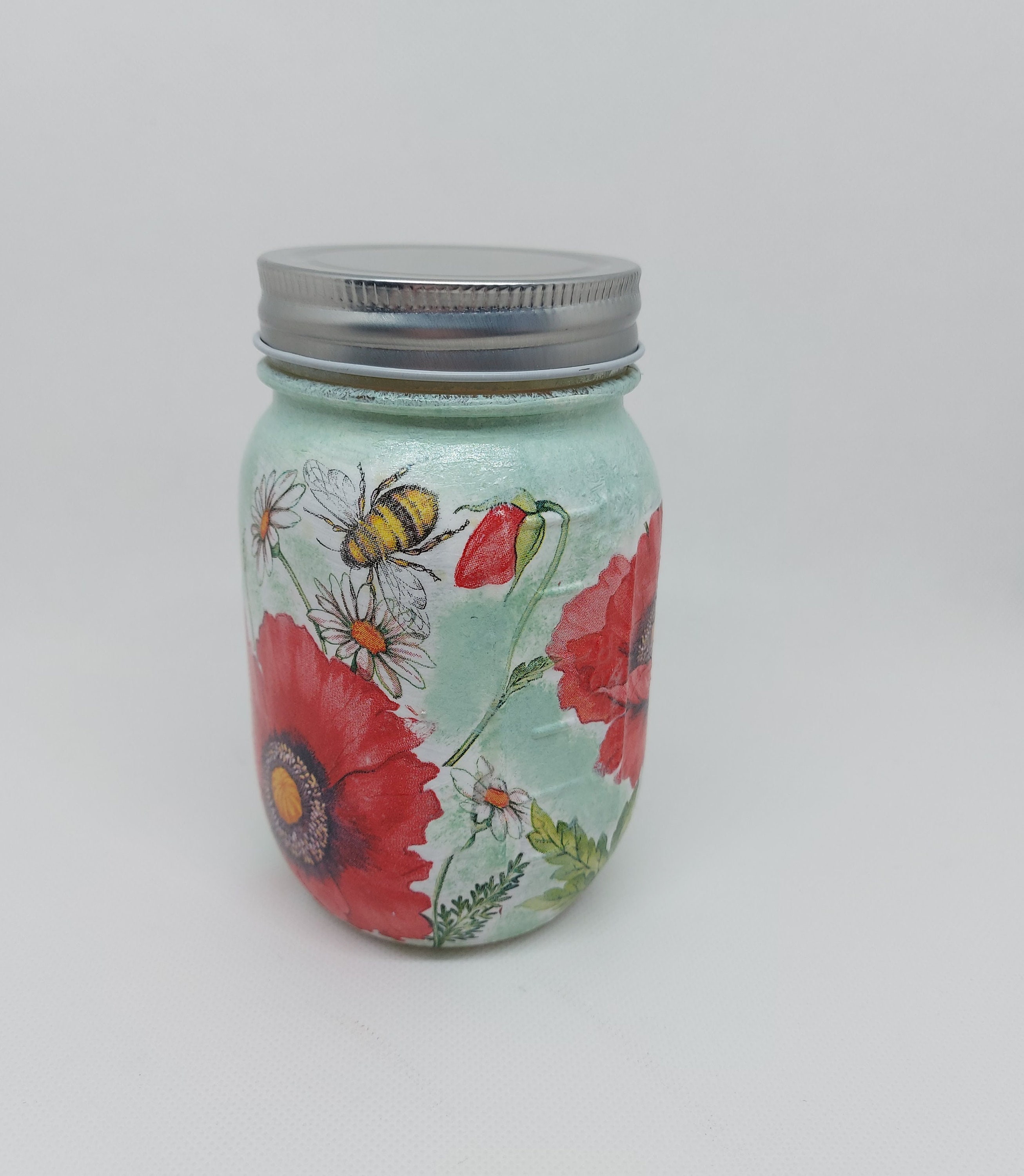 Poppy Storage Jar / Rustic Glass Storage Jar/ Poppy And Bee Etsy