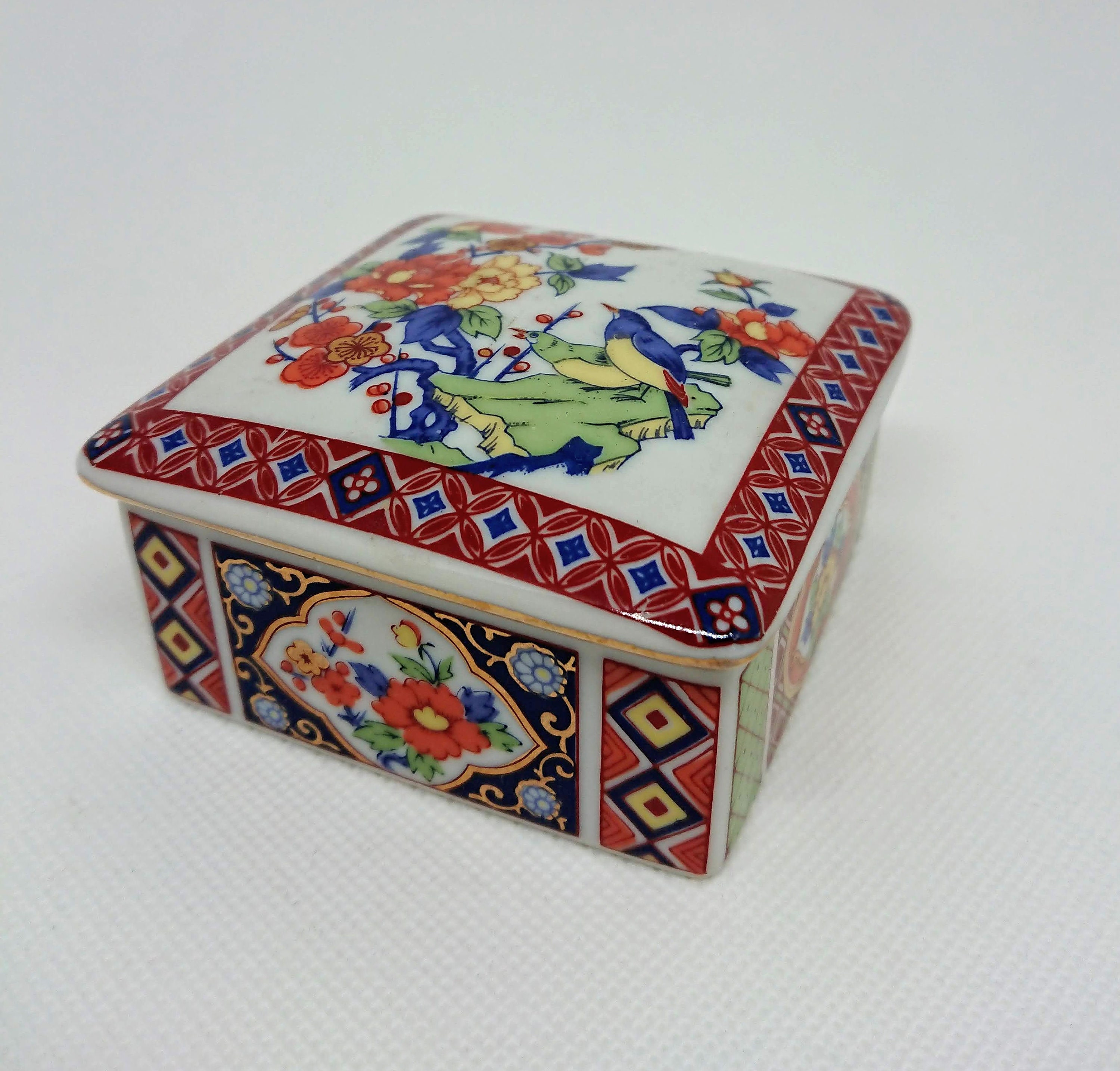 Ornate Square China Trinket Box / Japanese Style Trinket Box Etsy