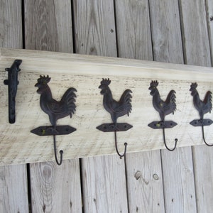 Rustic Country Rooster Coat Rack, Country Kitchen Towel Rack, Farmhouse,Country Spice Rack, Pan Rack