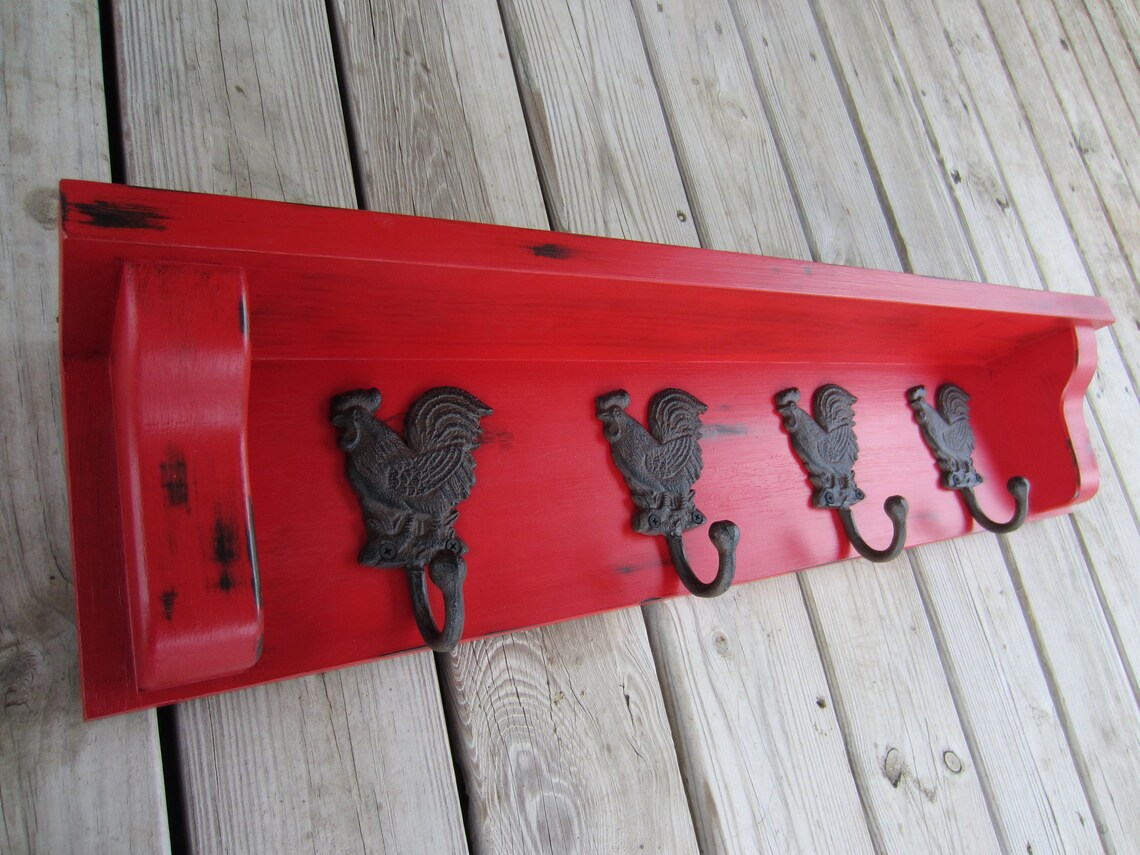 Rustic Country Coat Rack Rustic Kitchen Towel Rack With Spice Etsy