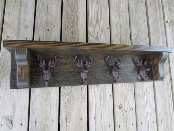 Rustic Country Coat Rack With Shelf Cabin Coat Rack Hunting Etsy