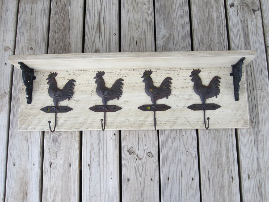 Country Rack Rustic Country Rooster Coat Rack, Country Kitchen Towel Rack, Farmhouse ...